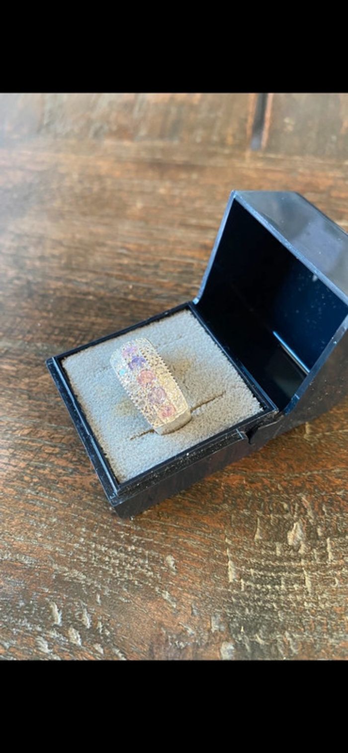 Magnifique bague avec pierres roses et parmes, taille 57 - photo numéro 3