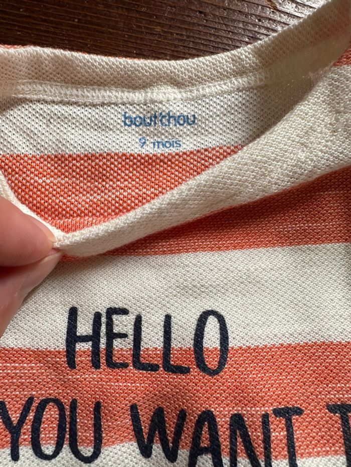 Lot de 2 T-shirts manches longues 9 mois bleu orange - photo numéro 2