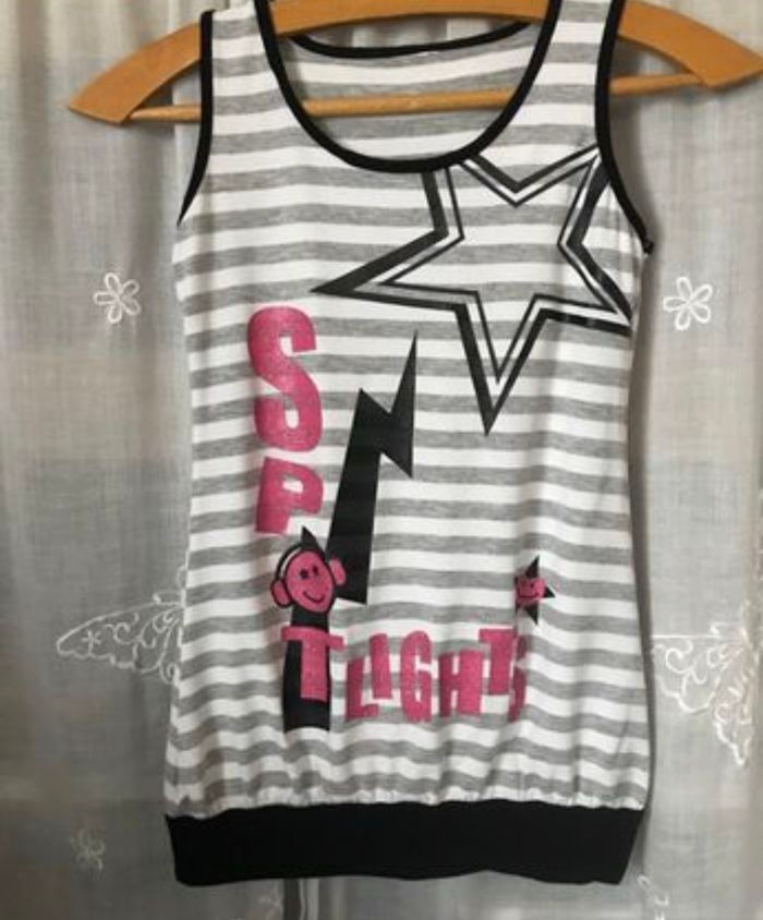 T-shirt débardeur larges rayures éclair étoile 10 ans