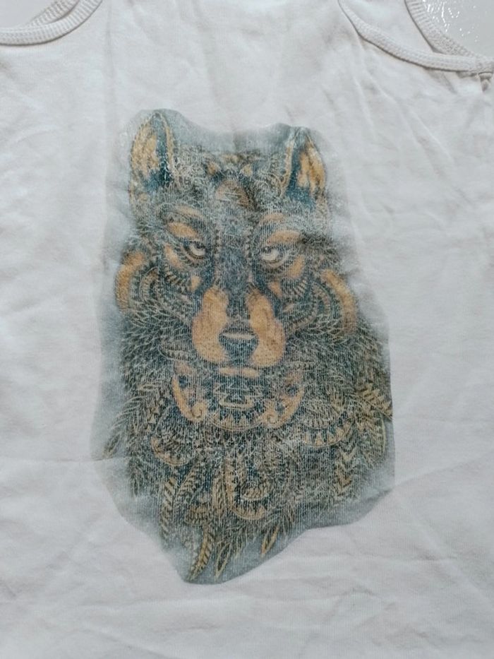 Débardeur femme blanc Motif loup