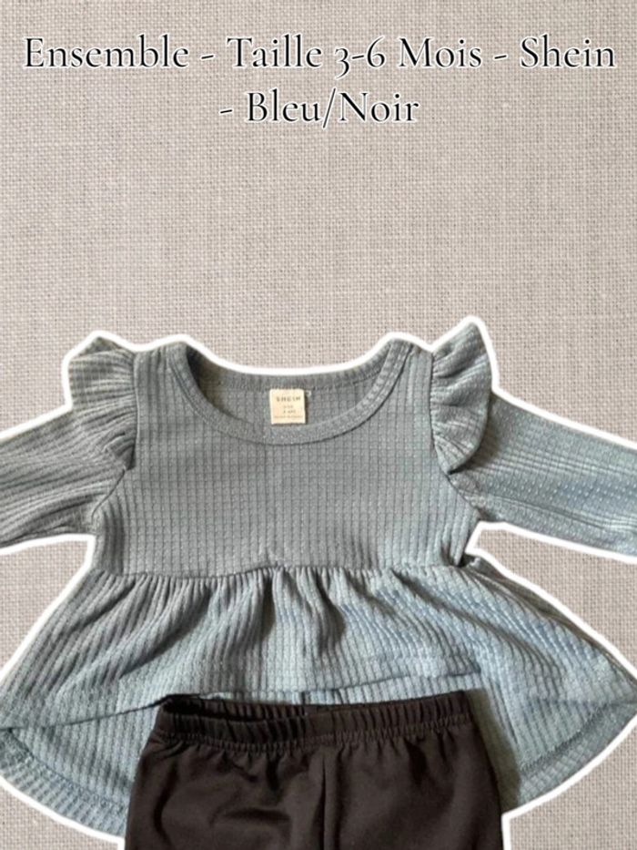 Ensemble - Taille 3-6 Mois - Shein - Bleu/Noir - photo numéro 2