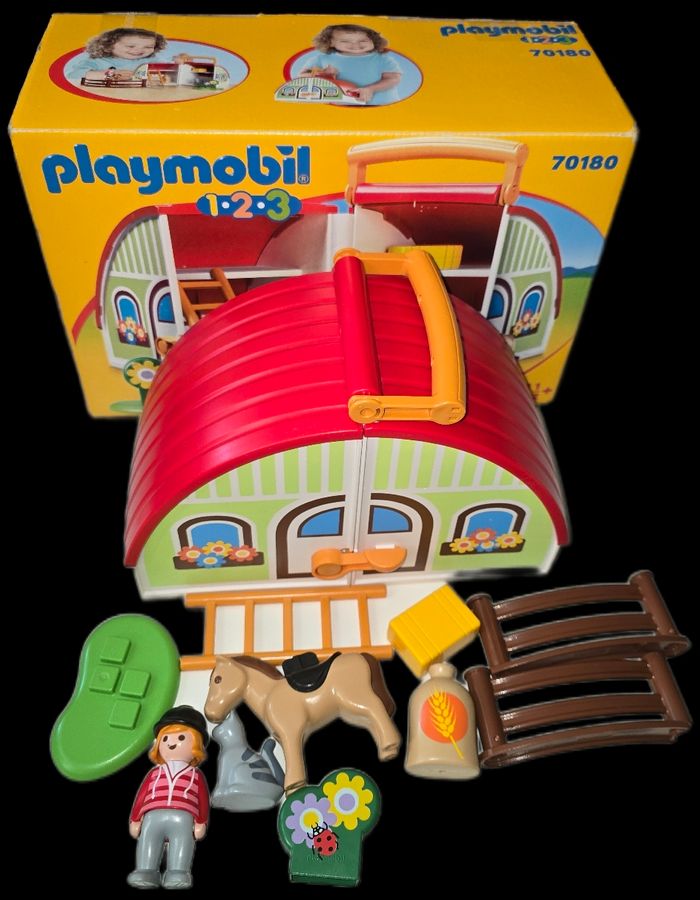 123 playmobil ferme transportable 70180 complète avec boite - photo numéro 2