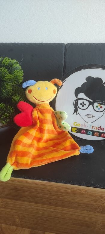 Doudou papillon abeille orange baby club rayé  rouge vert jaune bleu pois Rond