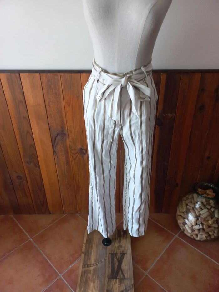 Pantalon rayé blanc/brillant