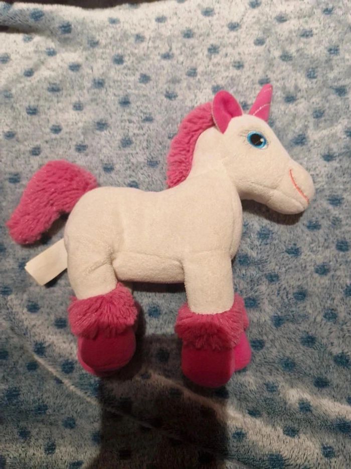 Peluche licorne blanche et rose sonore - photo numéro 5