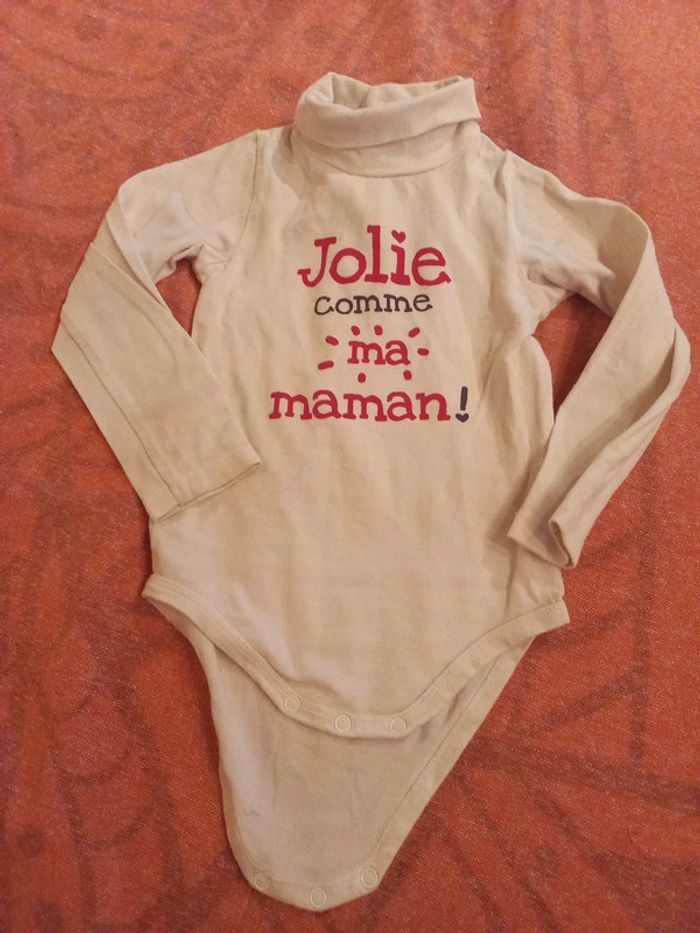 Body blanc col écrits rouge Jolie comme ma maman 24 mois - photo numéro 2