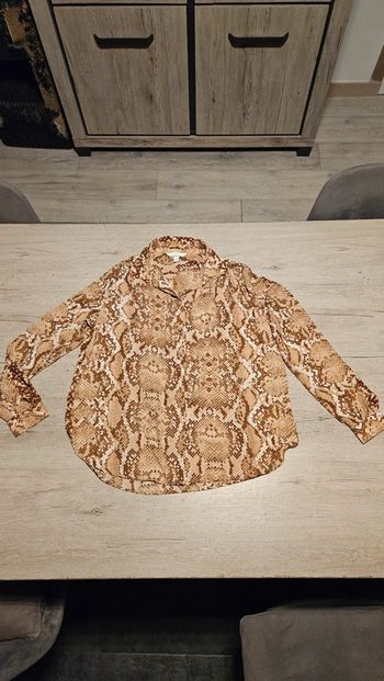 Chemisier léger femme style léopard à manches longues, H&M, 40, nickel
