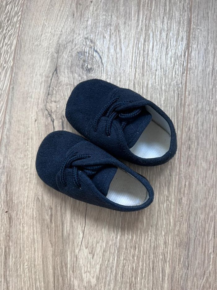 Chaussures bébé velours bleu marine 3/6 mois - photo numéro 4