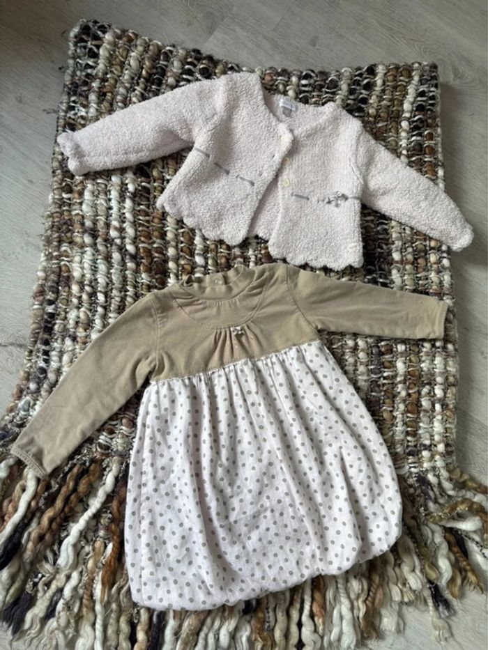 Robe et gilet fille Absorba 18 mois