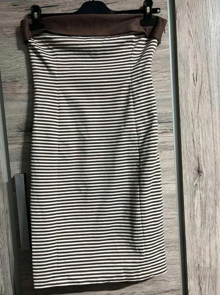 Robe bustier été Zara M 38 rayée marron blanc