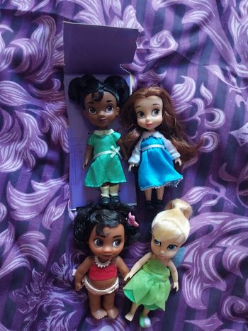 Lot 4 poupées miniatures Animators Princesses Disney Mini-Animators Tiana Vaiana