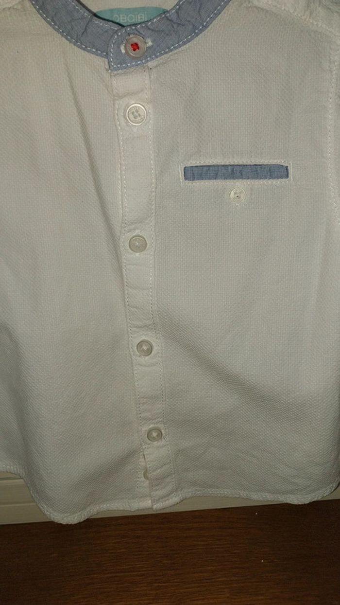 Chemise col mao/ tunisien blanche 100%coton Obaibi neuve 12 mois - photo numéro 4