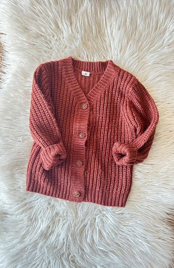 Fille 👧🏻 Gilet en maille marron/rouille 12/18 mois 86 cm