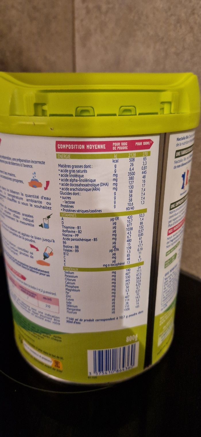 Lait Nactalia bio 2eme age - photo numéro 3