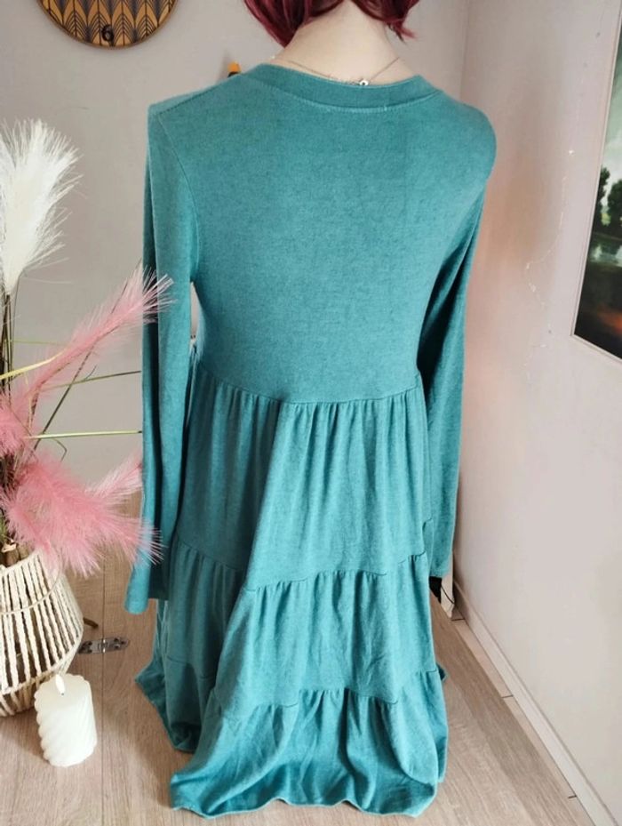 🌿Robe Volantée Vert d'Eau Angora & Laine Made in Italy T36/38🌿 - photo numéro 8