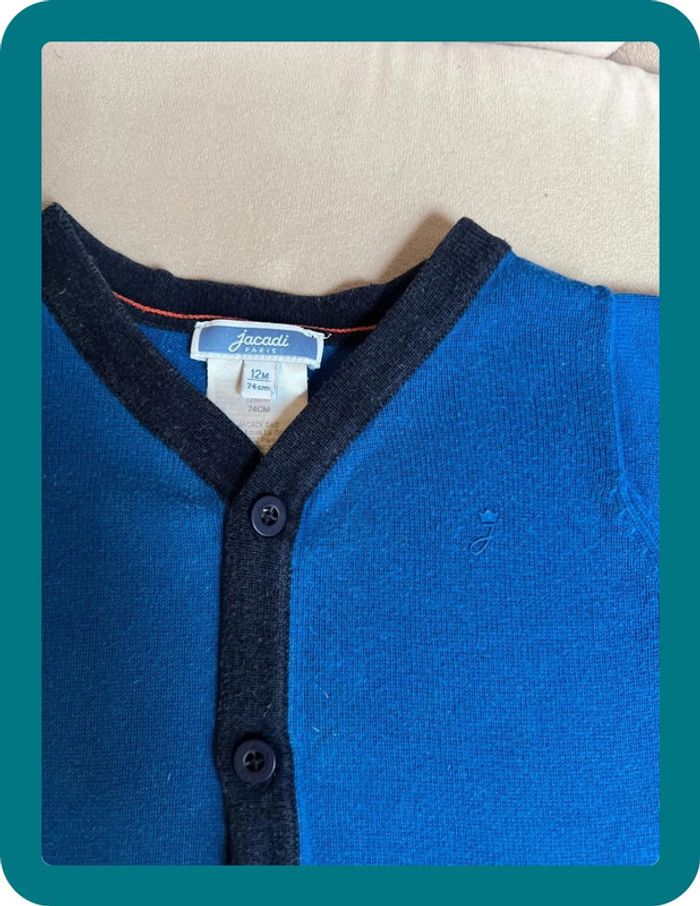 Gilet bicolore 100% coton 12 mois - Jacadi - photo numéro 3