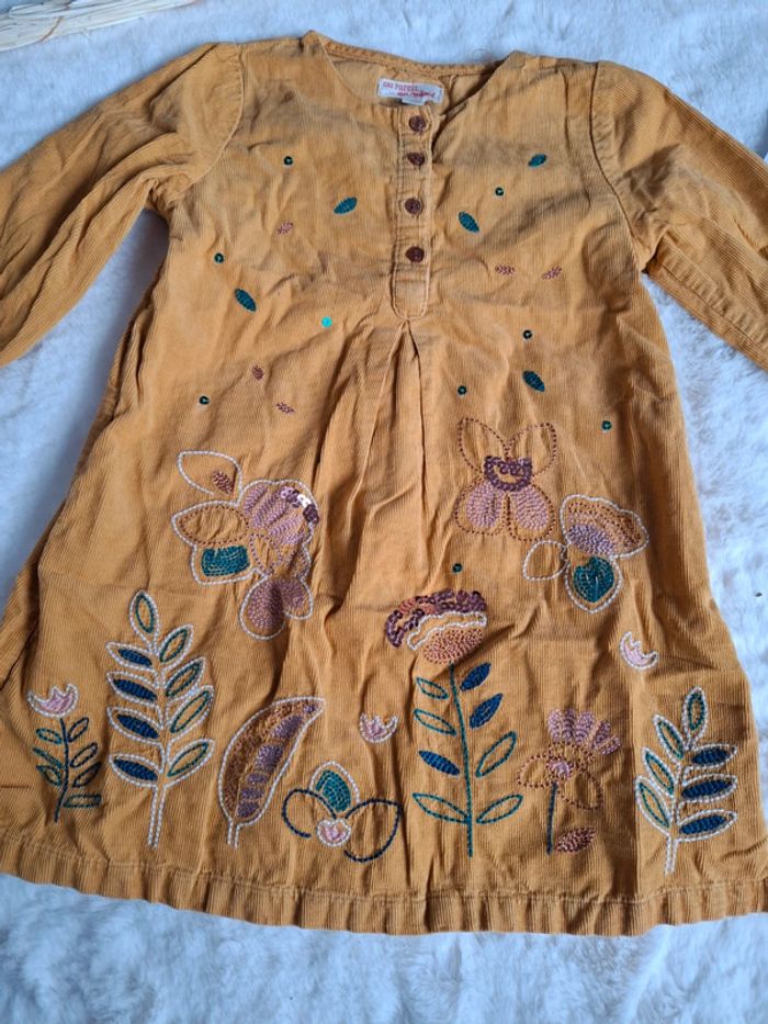 👧 3 ans - robe hiver manche longue moutarde DPAM - photo numéro 2
