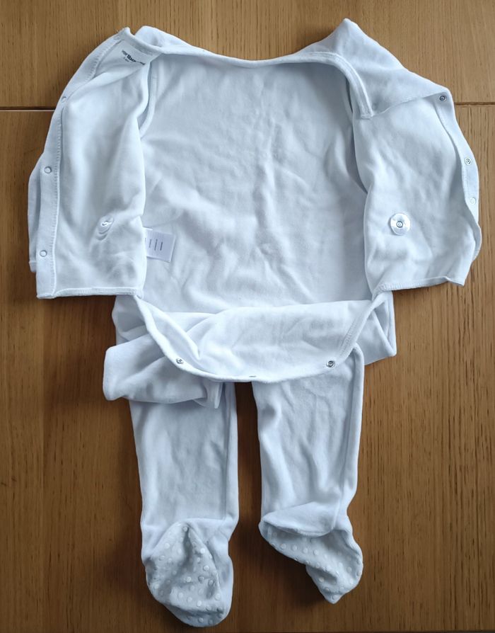 Pyjama dors-bien velours Vertbaudet blanc unisexe - photo numéro 9