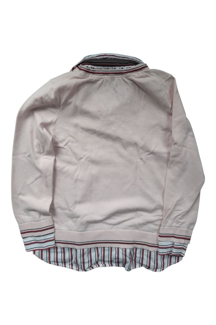 🩷 Pull femme Tommy Hilfiger – col V rose pâle, style chemise, taille M - photo numéro 5