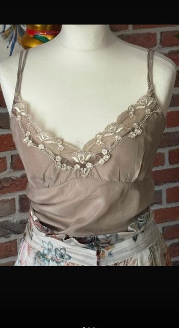 Top soie polyester H&M t 38 taupe