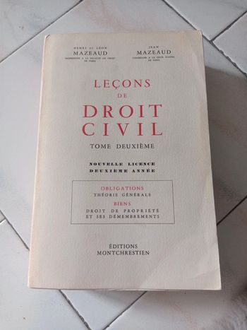 Leçons de droit civil tome deuxième