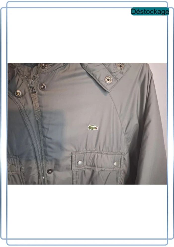 Doudoune Lacoste grise femme taille M - logo brodé - photo numéro 3