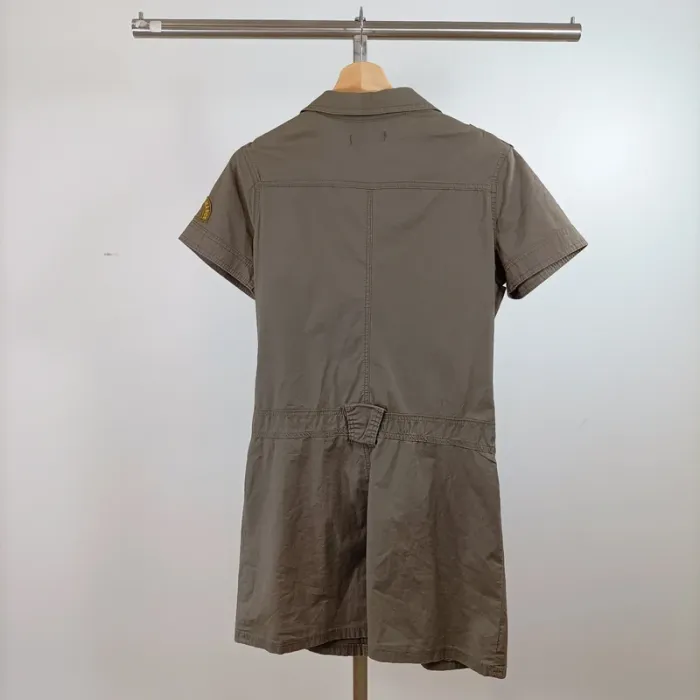 Robe saharienne kaki gris style militaire Zoe taille 40 coton 100 % poches et écussons A1490 - photo numéro 10