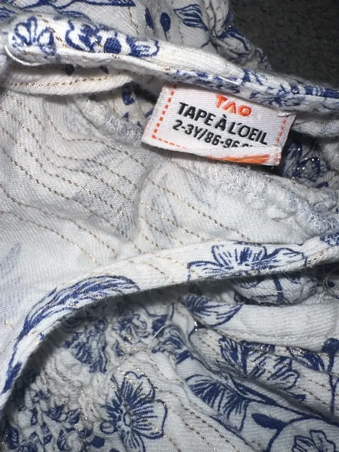 Combi short fluide détails volanté motifs fleuri bleu et blanc Tape à l’œil - photo numéro 4