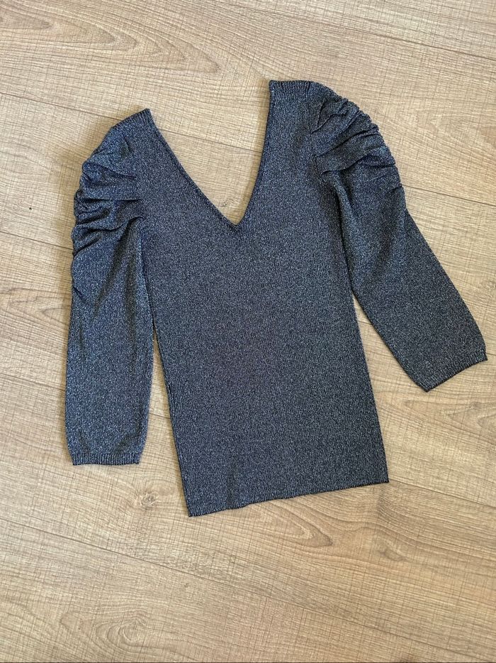 Pull argenté pailleté Morgan taille M comme neuf - photo numéro 8