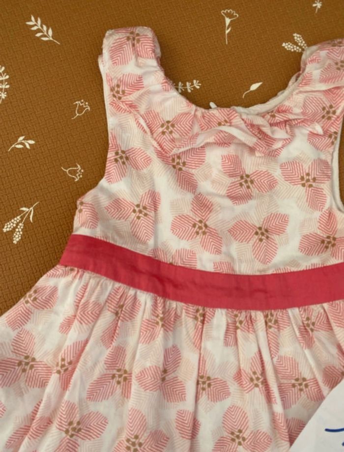 Robe + bloomer + bandeau 12 mois - fleurs rose - photo numéro 2