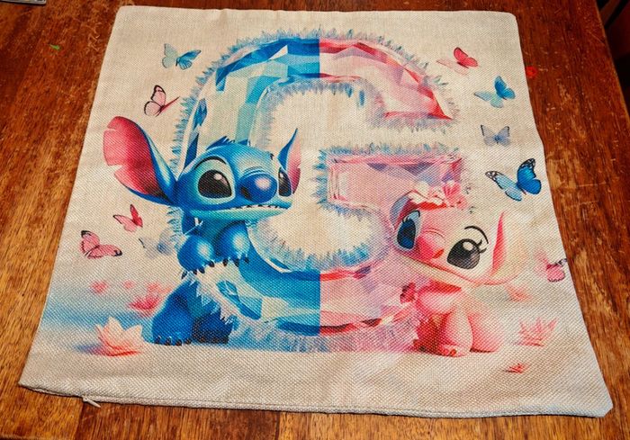 Taie oreiller Stitch et Angel avec lettre G