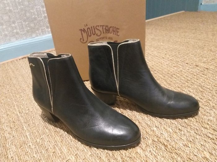 Bottines cuir noir M. Moustache 41
