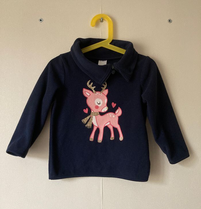 sweat polaire col montant petit renne