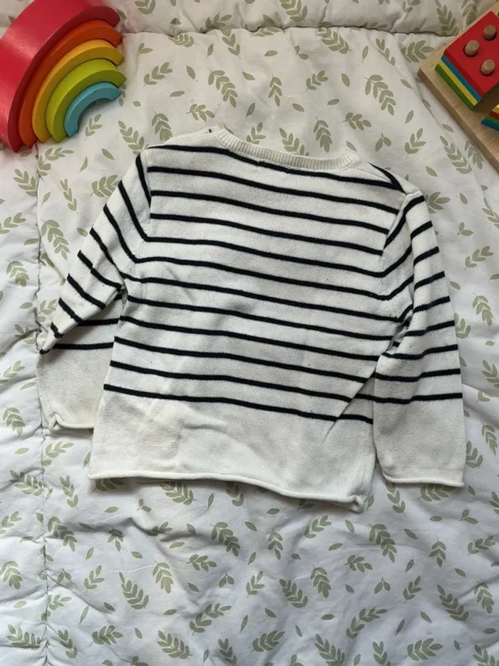 pull léger blanc rayé marine 12 mois bout'chou - photo numéro 7