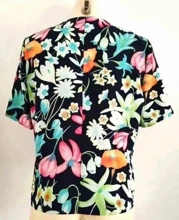 Chemisier fleurie vintage - taille 40 - photo numéro 2