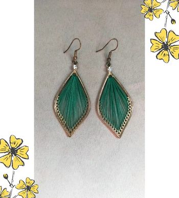 Boucles d’oreilles goutte ajourée vert émeraude et doré