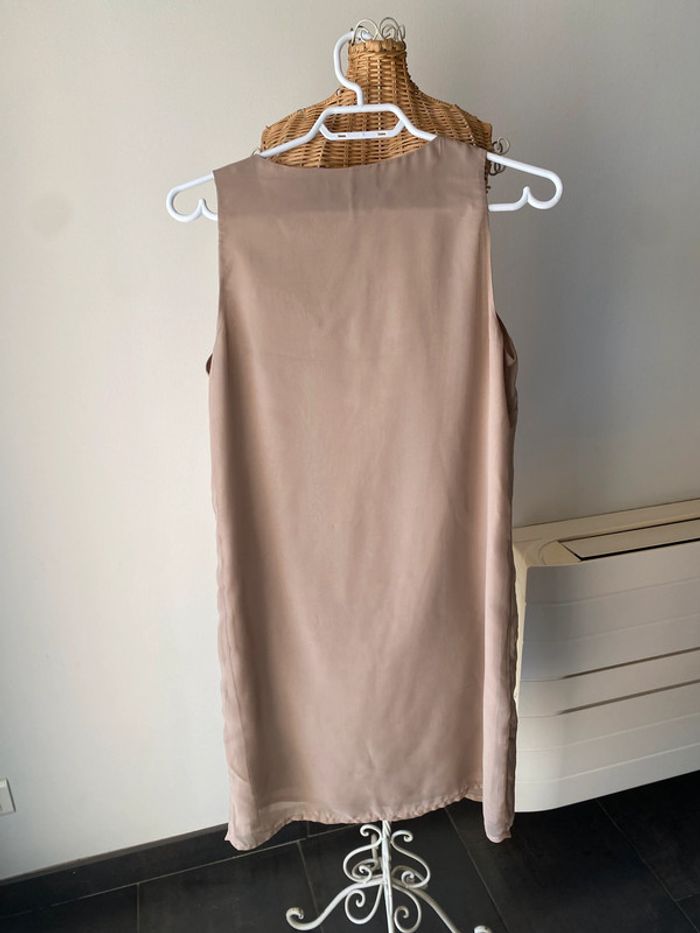 Robe Promod coupe droite en voile taille 38 beige avec sequins - photo numéro 19