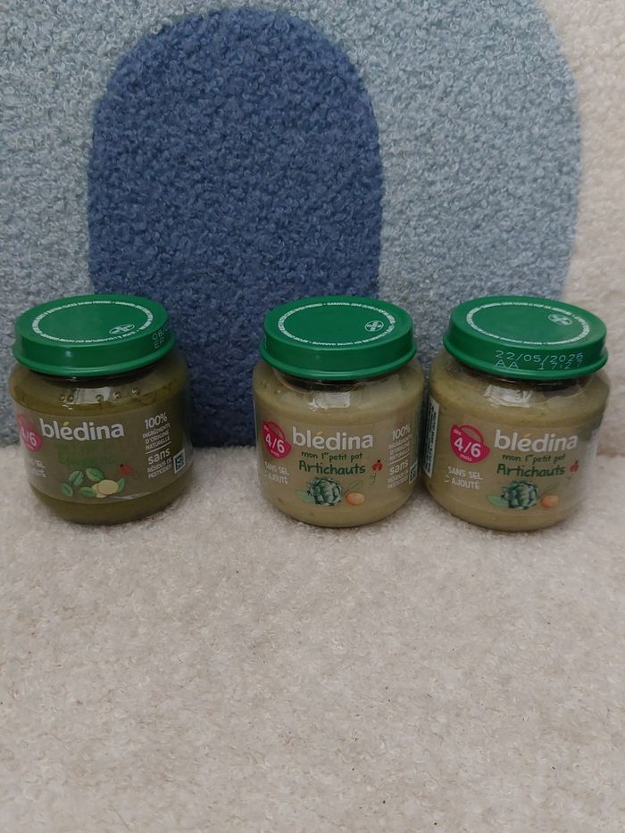 Lot de 3 pots, épinards et artichauts, Blédina, 130g