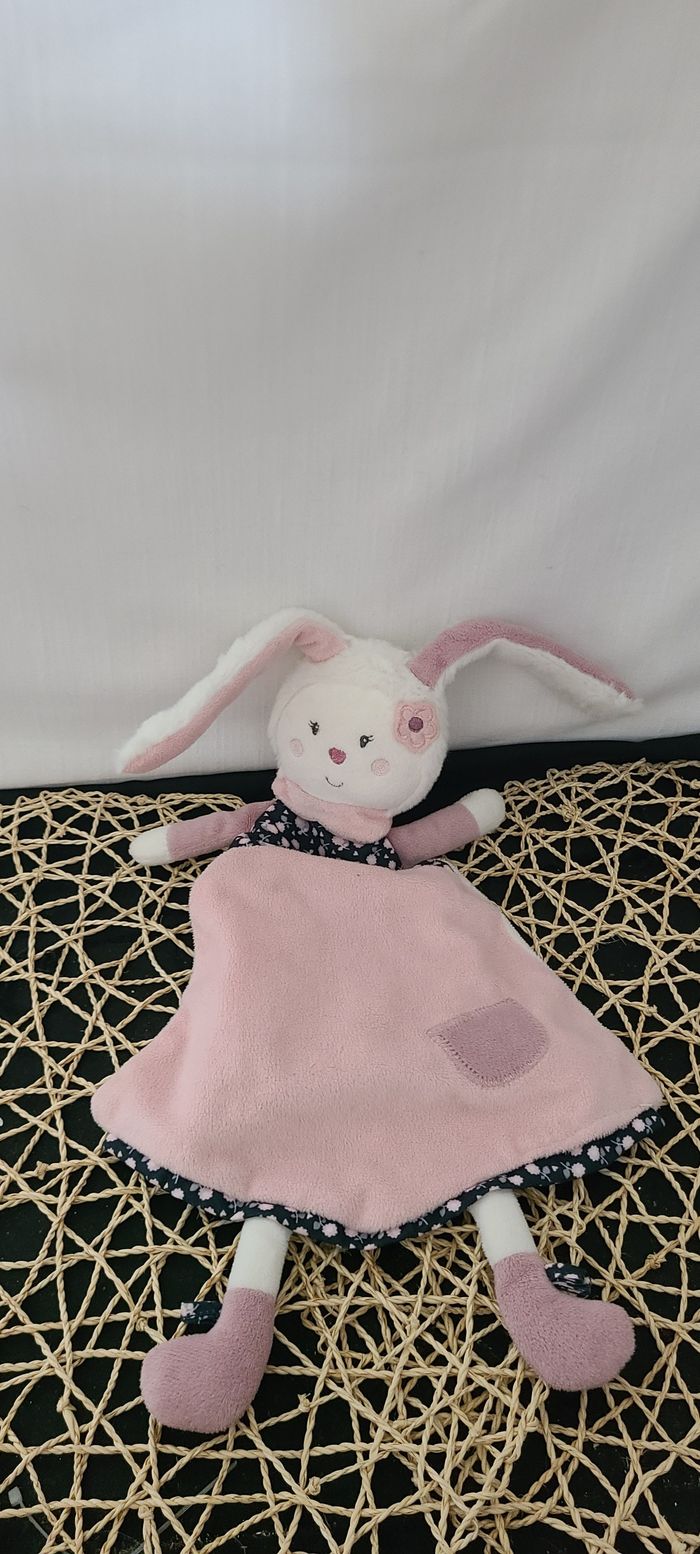 Doudou plat lapin rose Miss Chipie SAUTHON - photo numéro 3