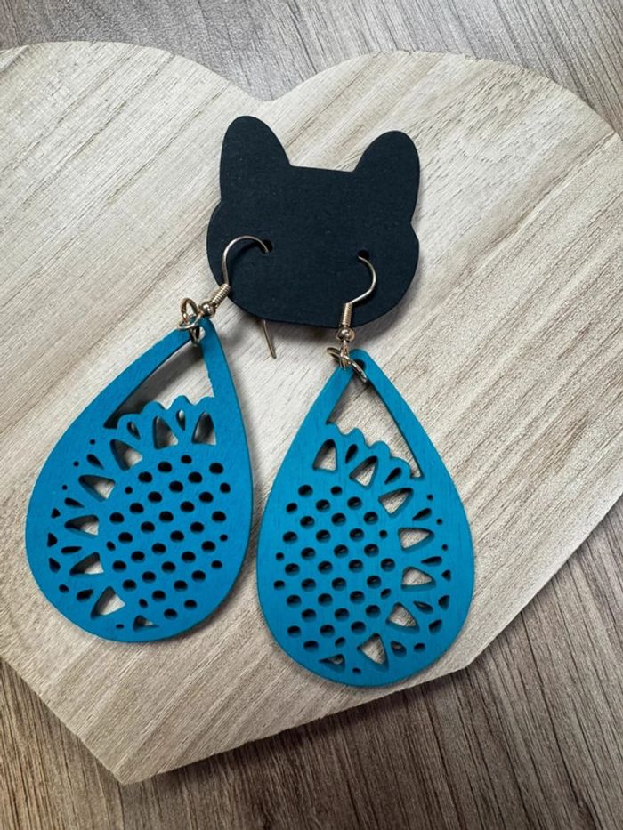 Paire de boucles d’oreilles turquoise - photo numéro 3