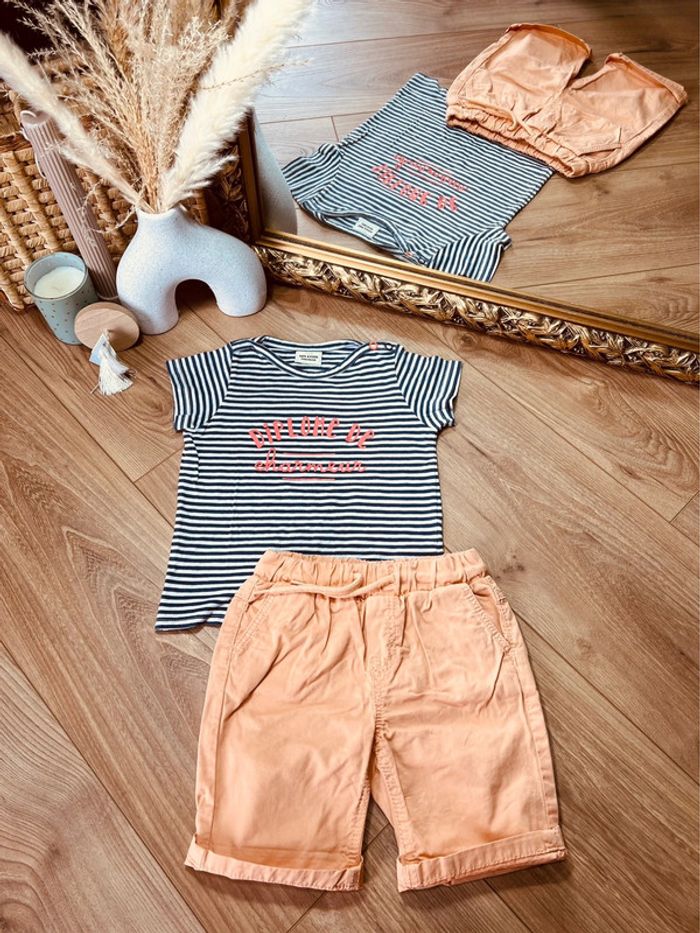 Taille 2 ans ensemble 2p été garçon TAO bleu orange * charmeur * 💙