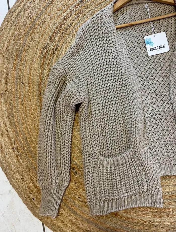 Gilet cardigan épais beige sans bouton TU - photo numéro 2