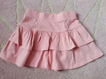 Jupe coton élastique froufrou été fille rose