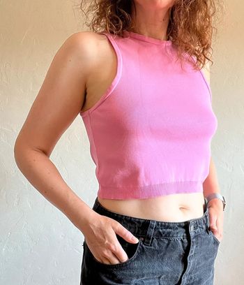 💗 Crop top débardeur dos nu rose moulant Mango – Taille M 💗