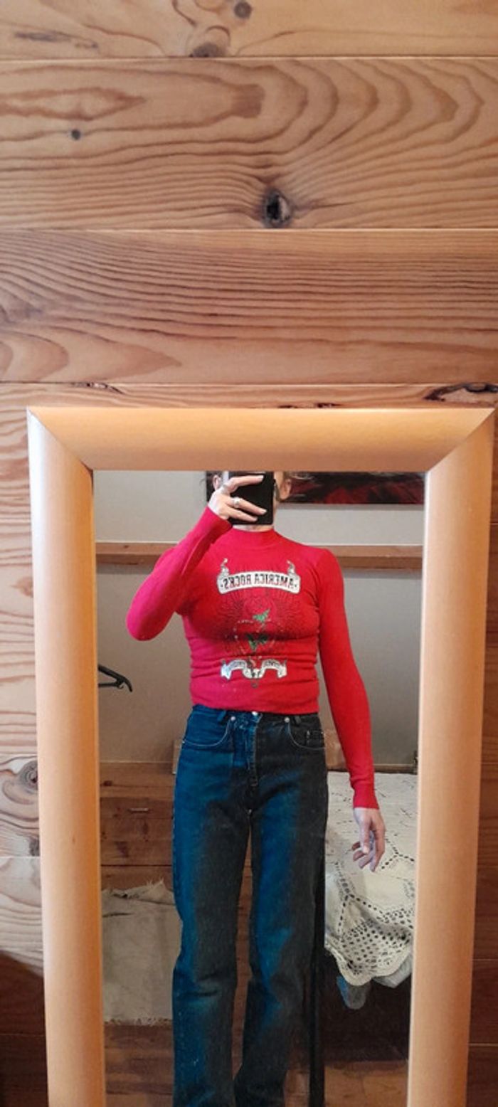 Sweat-shirt rouge T 36 - photo numéro 2