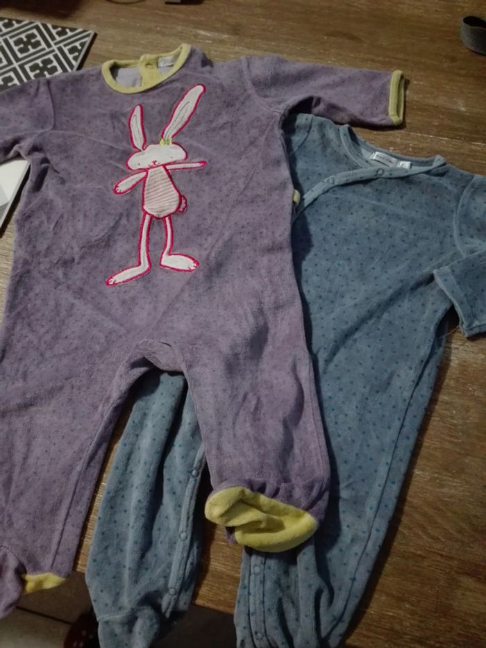 Lot pyjama mixte bébé fille garçon 9 mois lapin etoiles