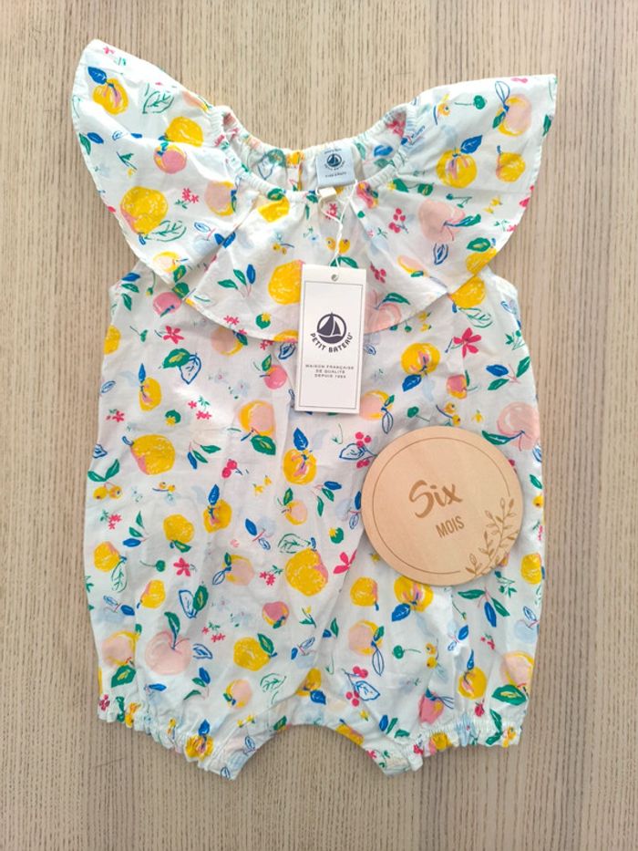 Barboteuse Petit bateau / neuf / taille 6 mois / imprimé fruité multicolores - photo numéro 4