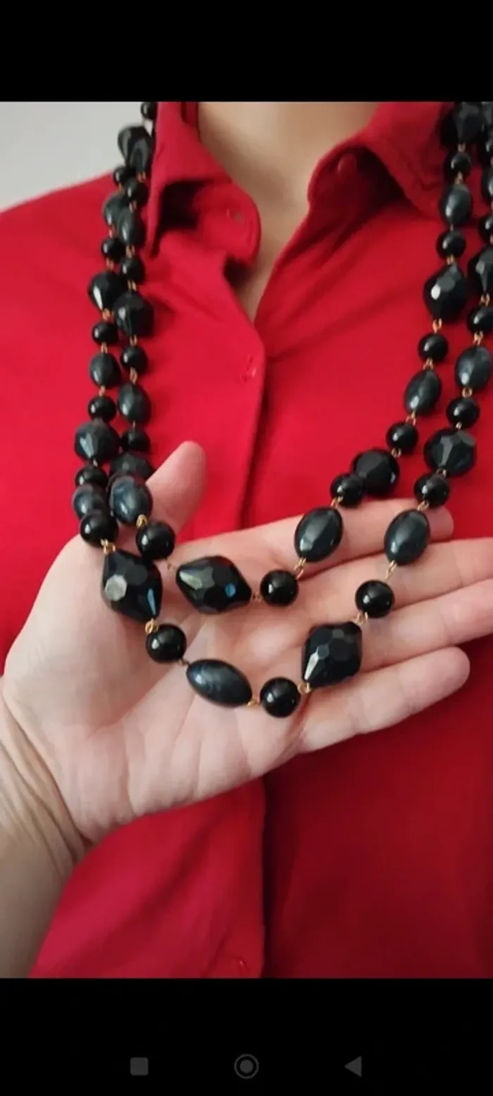 Collier sautoir perles noir femme fantaisie - photo numéro 5