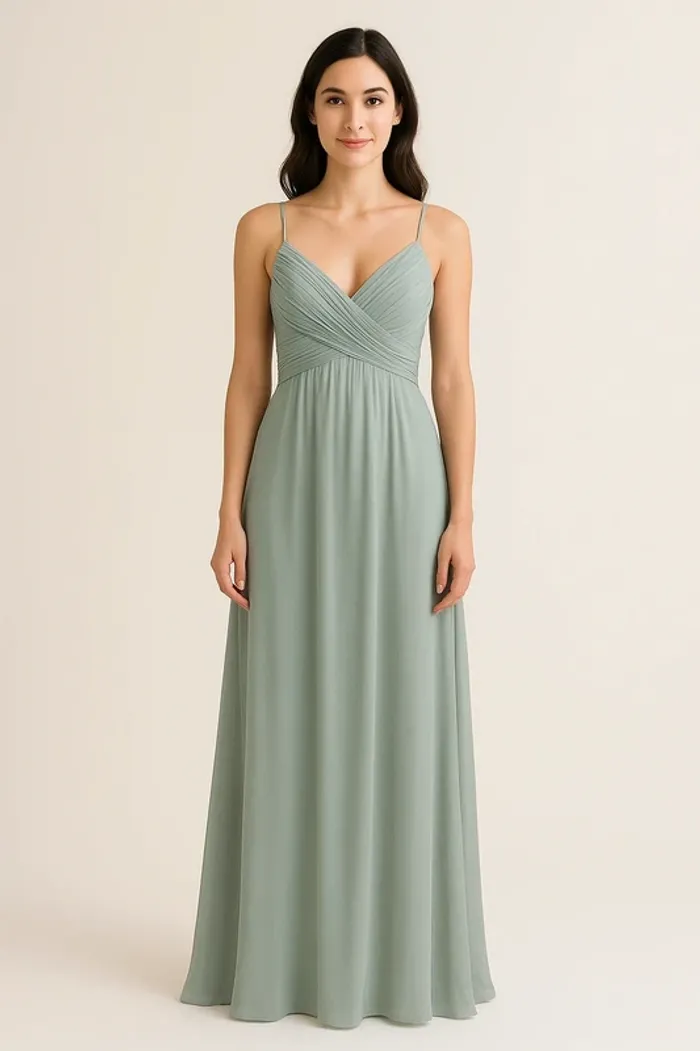 Robe de demoiselle d’honneur vert sauge – Taille L (40) neuve bohème, champêtre, chic - photo numéro 2