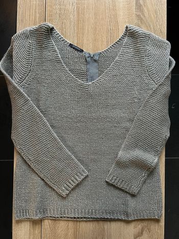 Pull original effet côte de maille gris fils argentés Promod M